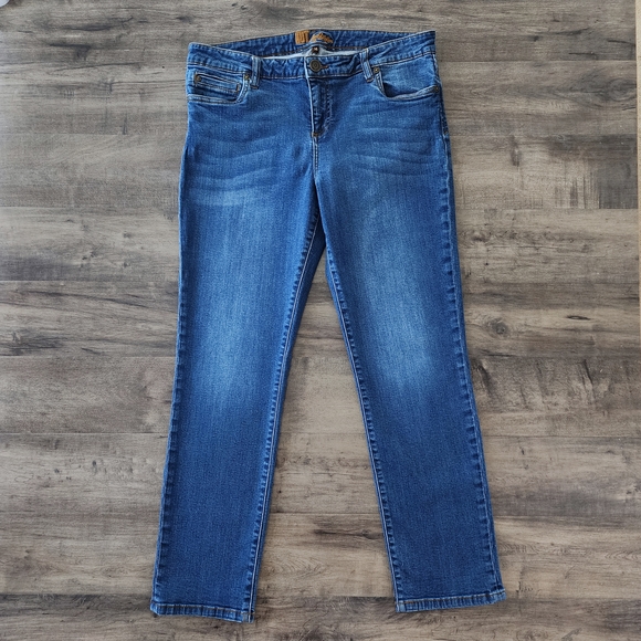 KFTK Straight Leg Blue Jeans Women's Size 14 KP570MB6 Kut From The Kloth - Picture 1 of 16